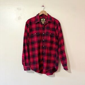 Vintage Field & Stream Flannel Shirt Red Plaid Long Sleeve Large Tall